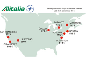 Alitalia: Velika promocija do Severne Amerike