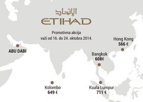 Etihad Airways: Promotivna akcija do četiri azijska grada