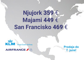 Air France & KLM - Njujork 399 evra / Majami 479 evra